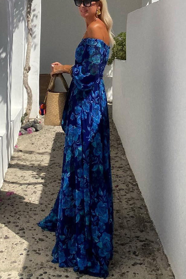 Brooke | Women's Off Shoulder Floral Flowy Maxi Dress Evening