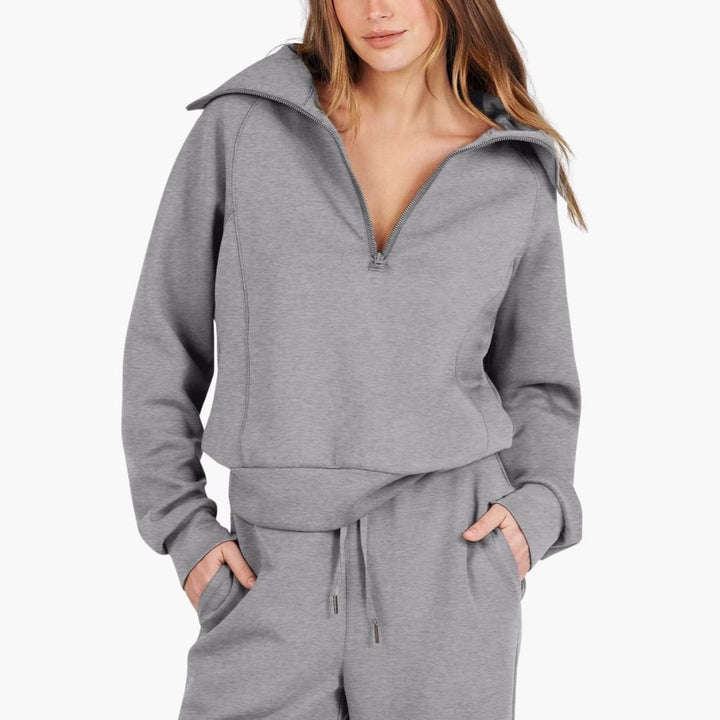Daphne | Women's Half Zip Wide Leg Lounge Set - Navy - Image 19