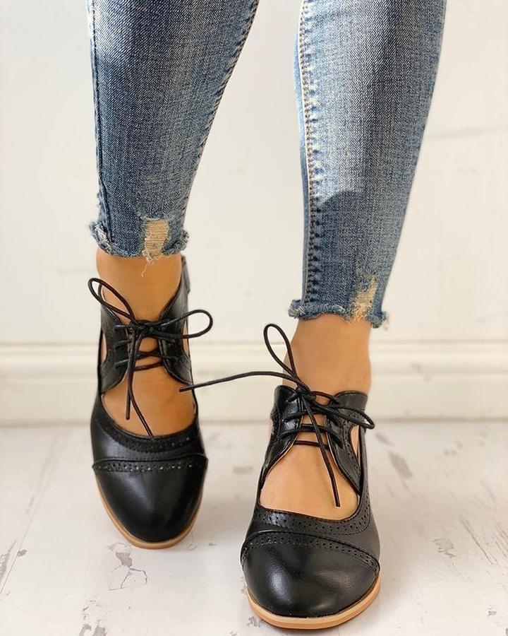 Daphne | Women's Lace Up Oxford Shoes - Brown - Image 4