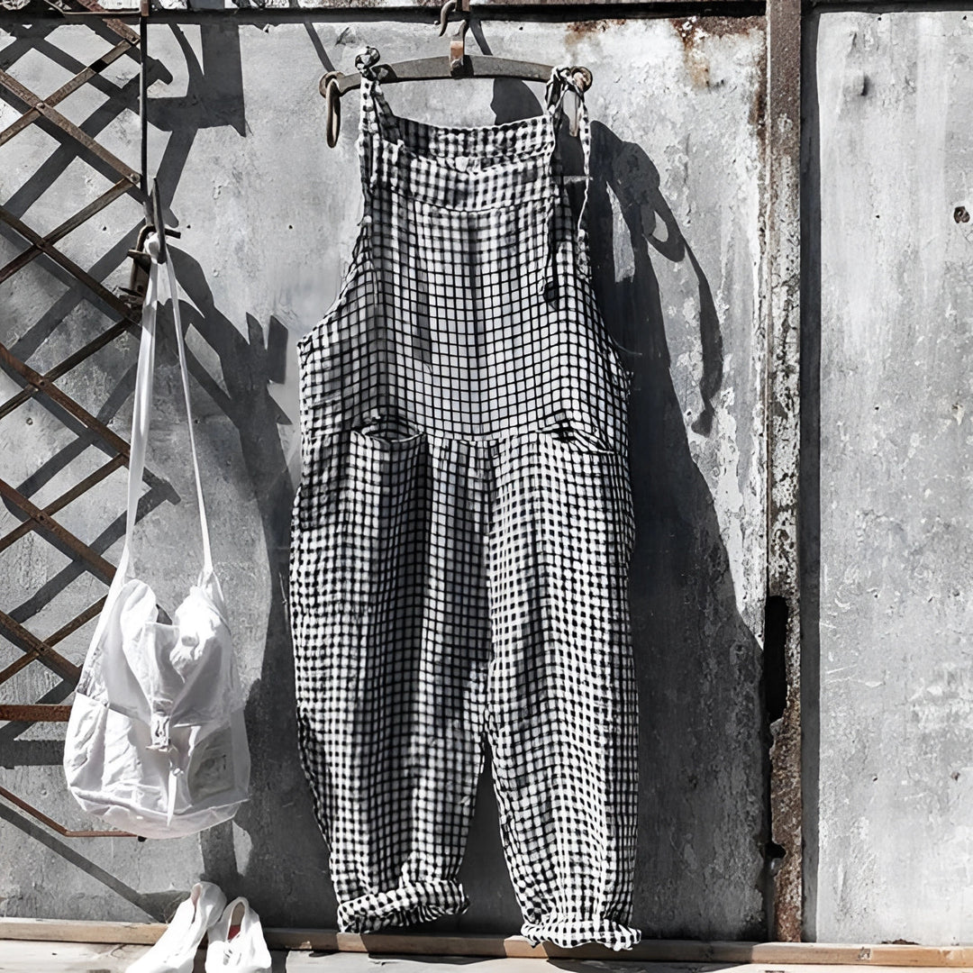 Darya | Women's Striped Bib Overalls with Pockets - Striped - Image 3