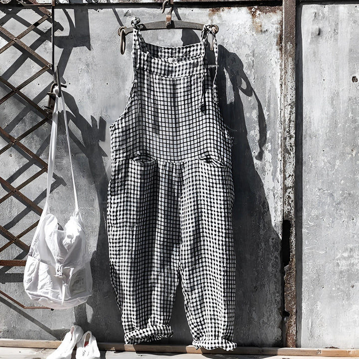 Darya | Women's Striped Bib Overalls with Pockets - Striped - Image 3