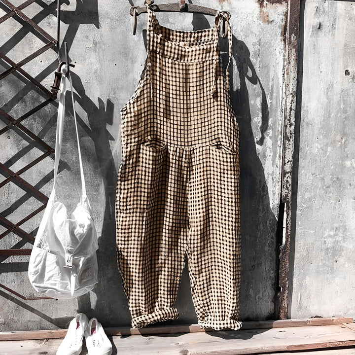 Darya | Women's Striped Bib Overalls with Pockets - Striped - Image 4