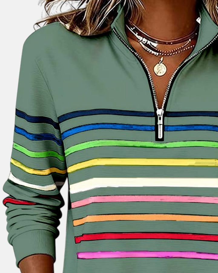 Iris™ | Rainbow Striped Zip Sweatshirt