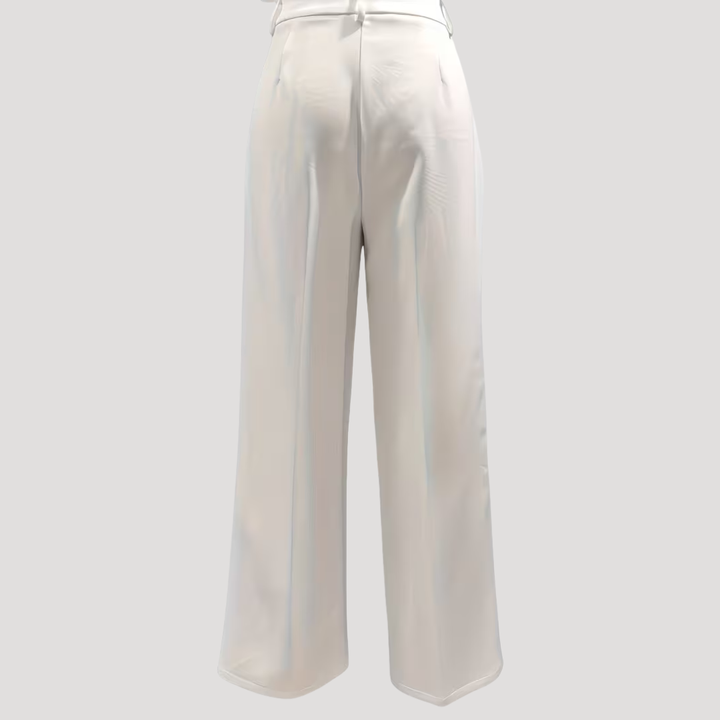 Delphine | Women's High Waist Wide Leg Pants - White - Image 2