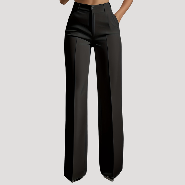 Delphine | Women's High Waist Wide Leg Pants - White - Image 3