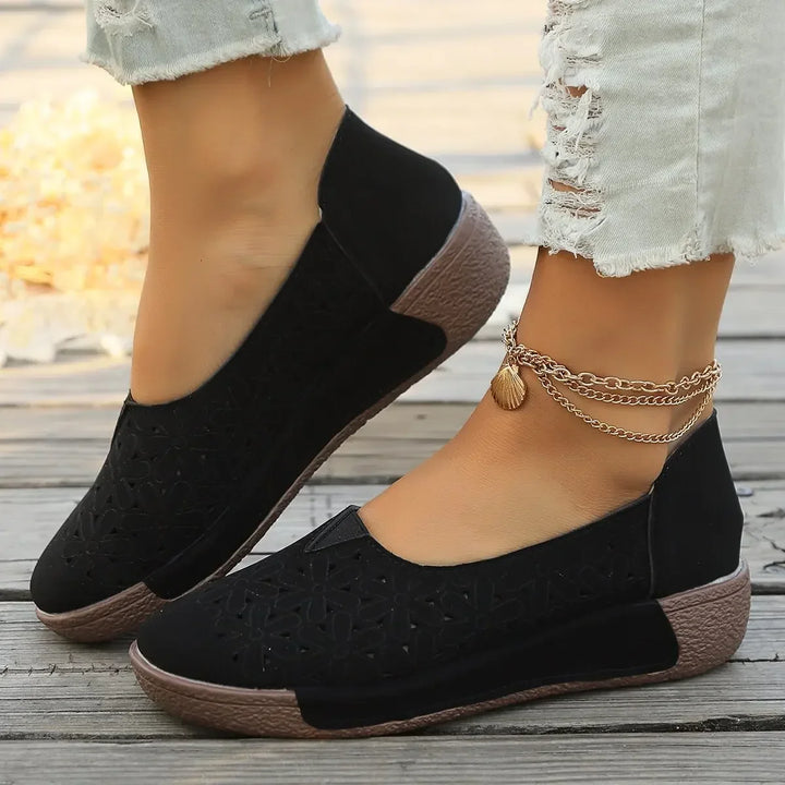 Delphine | Women's Platform Slip On Loafers - Black - Image 1