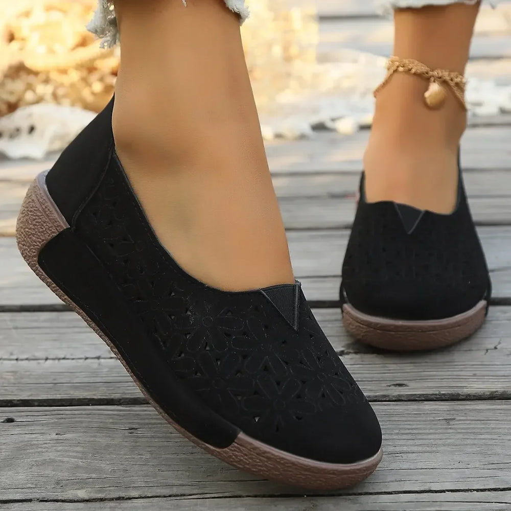 Delphine | Women's Platform Slip On Loafers - Black - Image 2