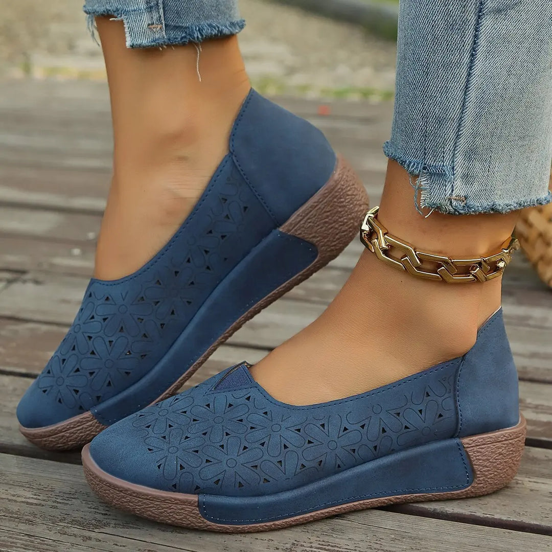 Delphine | Women's Platform Slip On Loafers - Black - Image 3