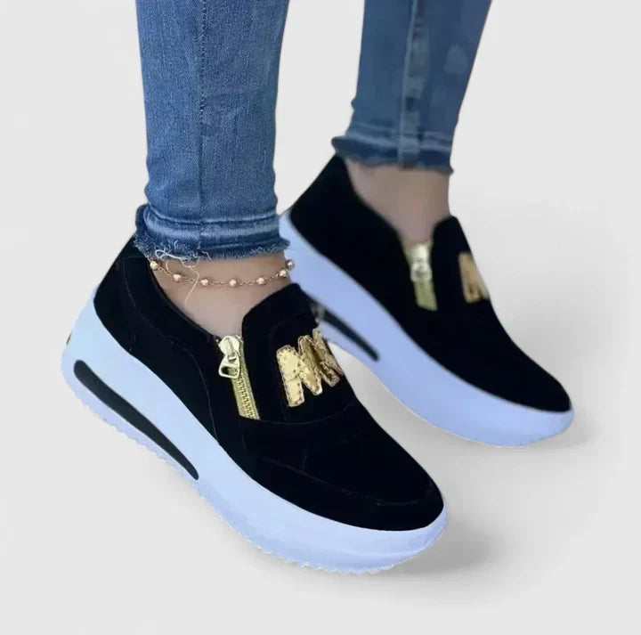 Delphine | Women's Platform Slip On Sneakers - Black - Image 1