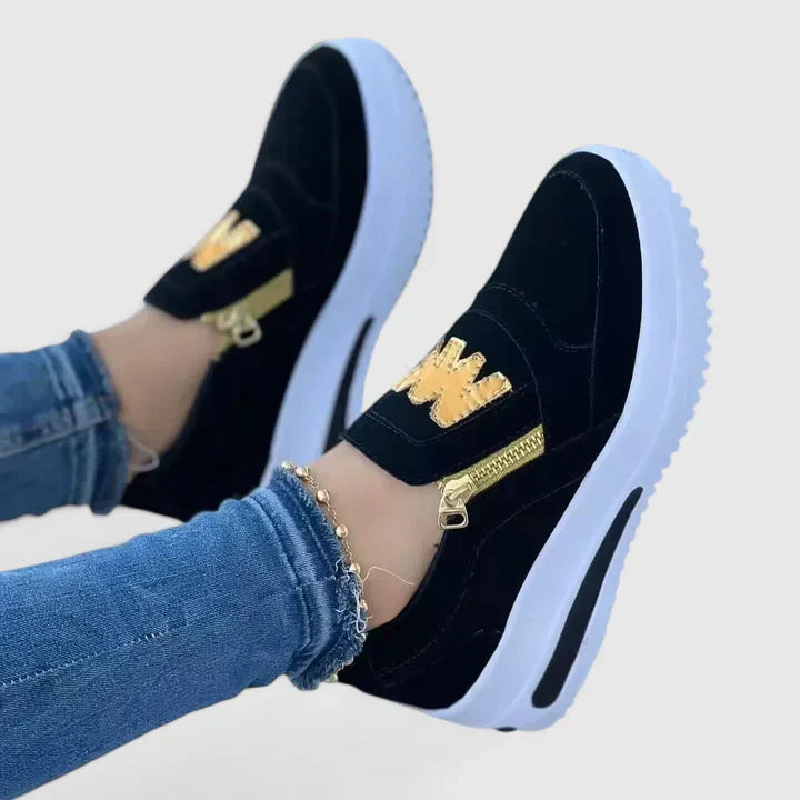 Delphine | Women's Platform Slip On Sneakers - Black - Image 3
