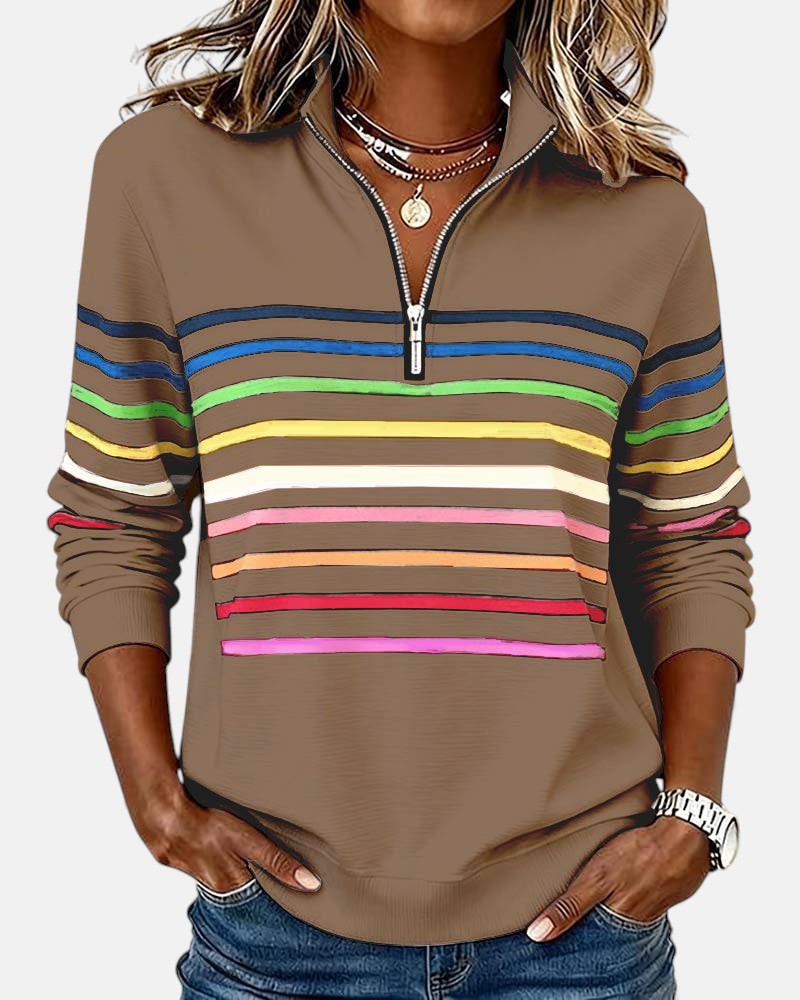 Iris™ | Rainbow Striped Zip Sweatshirt