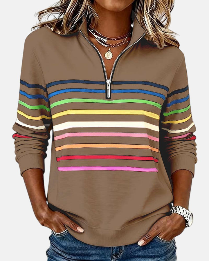 Iris™ | Rainbow Striped Zip Sweatshirt
