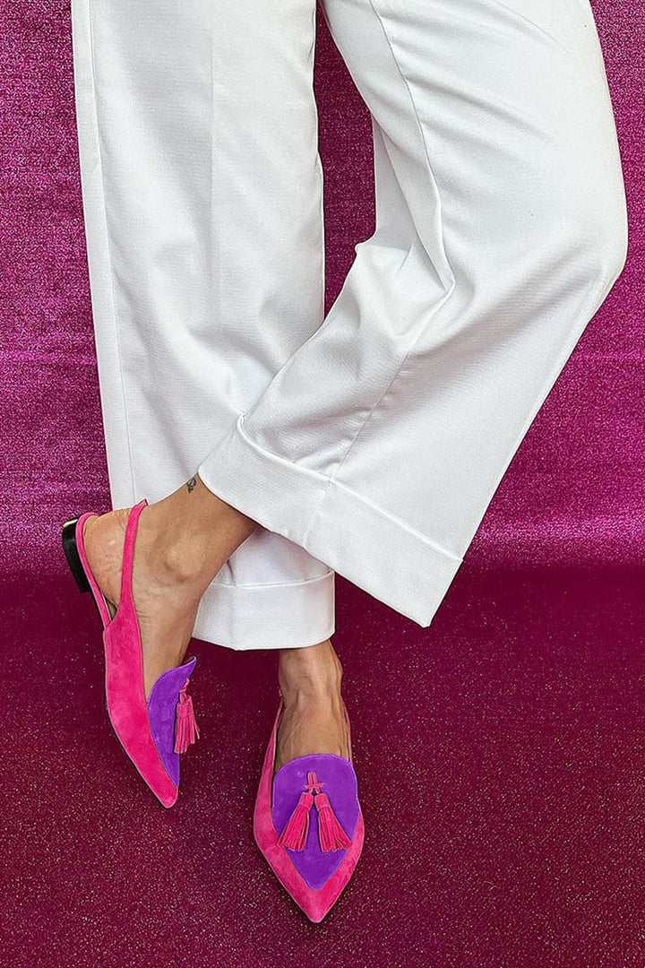 Frendessa™ | Colorful Ballet Flats with Fringes and Decorative Ankle Strap