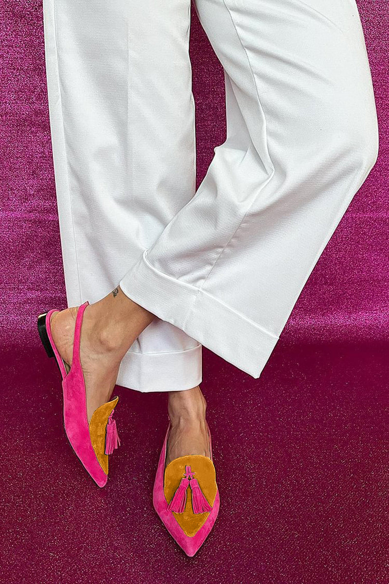 Frendessa™ | Colorful Ballet Flats with Fringes and Decorative Ankle Strap