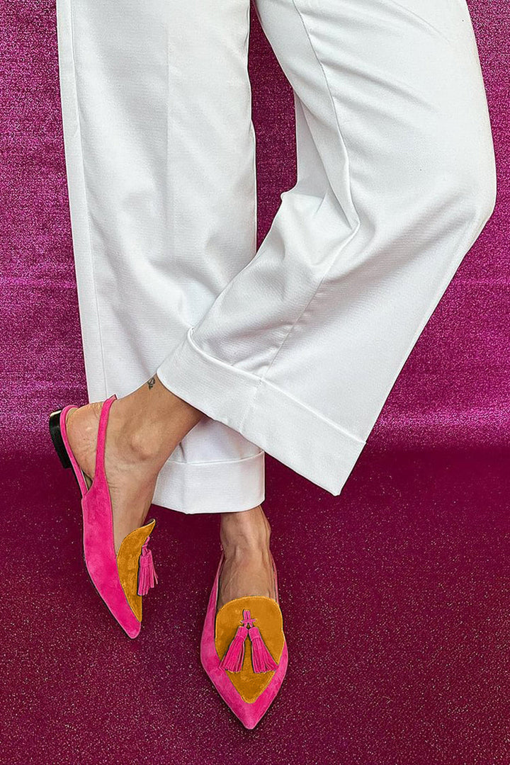 Frendessa™ | Colorful Ballet Flats with Fringes and Decorative Ankle Strap