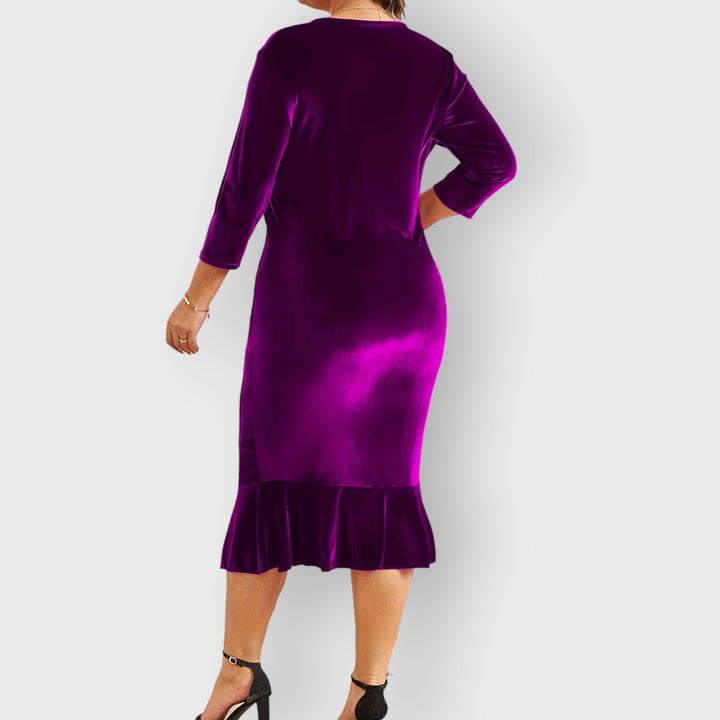 Catherine™ | Luxe Velvet Ruffle Midi Dress