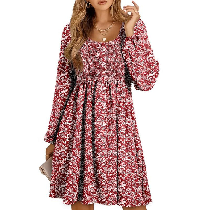 Autumn | Women's Smocked Empire Waist Long Sleeve Mini Dress