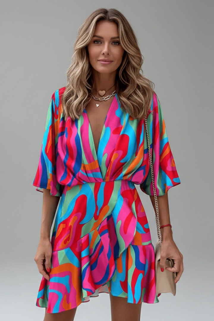 Elodie | Women's Wrap Style Mini Dress - Image 2