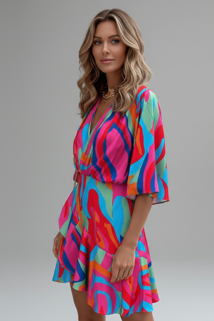 Elodie | Women's Wrap Style Mini Dress - Image 4