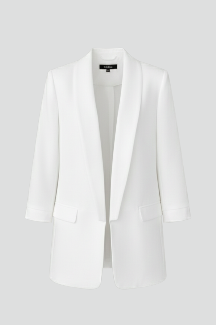 Elysia | Women's Fitted Wrap Collar Blazer - White - Image 1