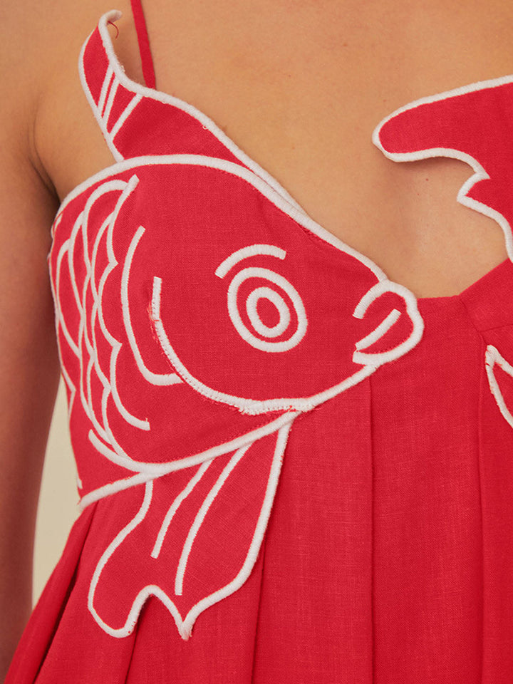 Marisol | Women's Embroidered Spaghetti Strap Maxi Shift Dress