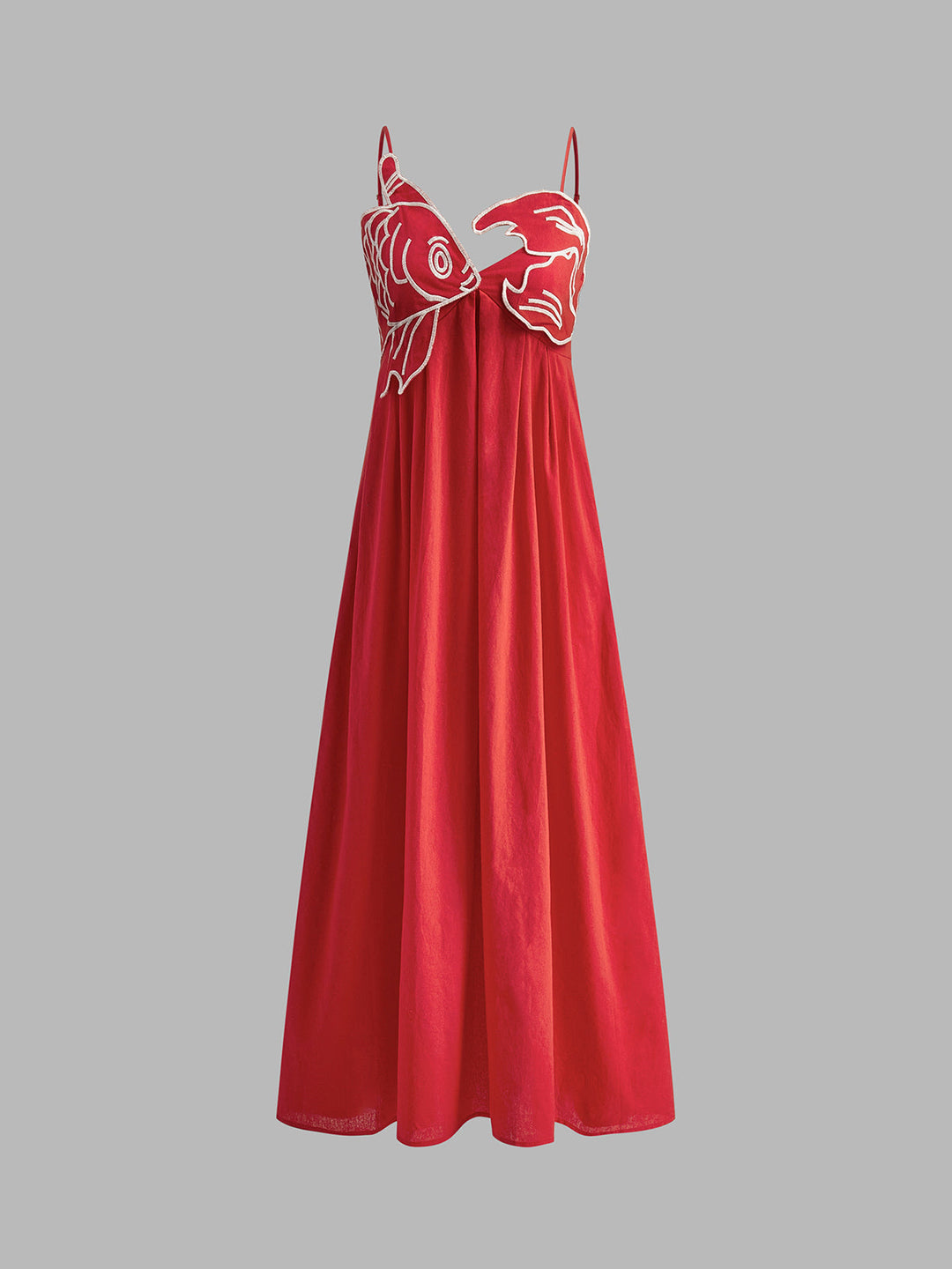 Marisol | Women's Embroidered Spaghetti Strap Maxi Shift Dress