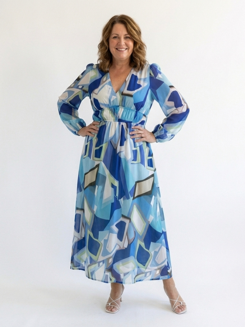 Emilia | Women's V Neck Long Sleeve Floral Maxi Dress - Floral - Image 9