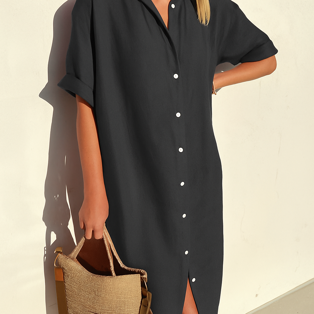 Estelle | Women's Button Down Midi Shirt Dress - White - Image 2