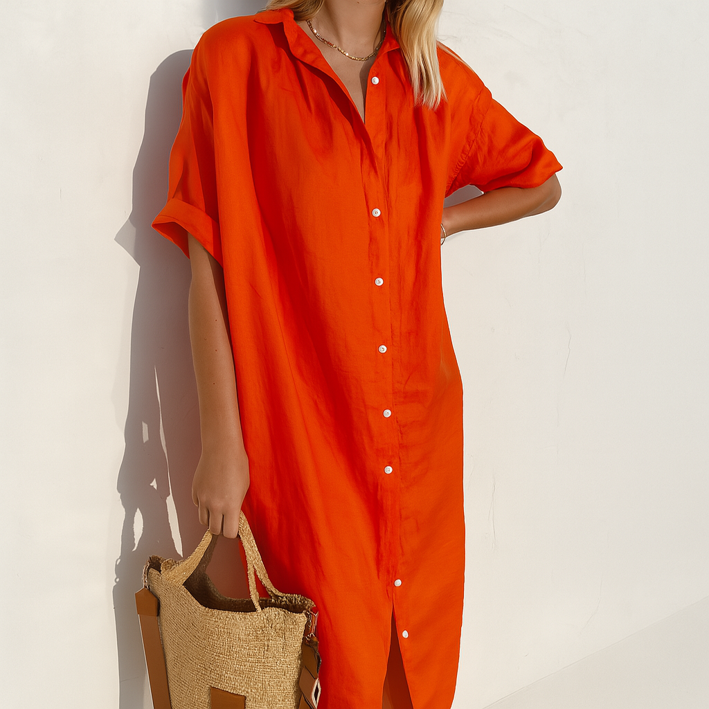 Estelle | Women's Button Down Midi Shirt Dress - White - Image 4
