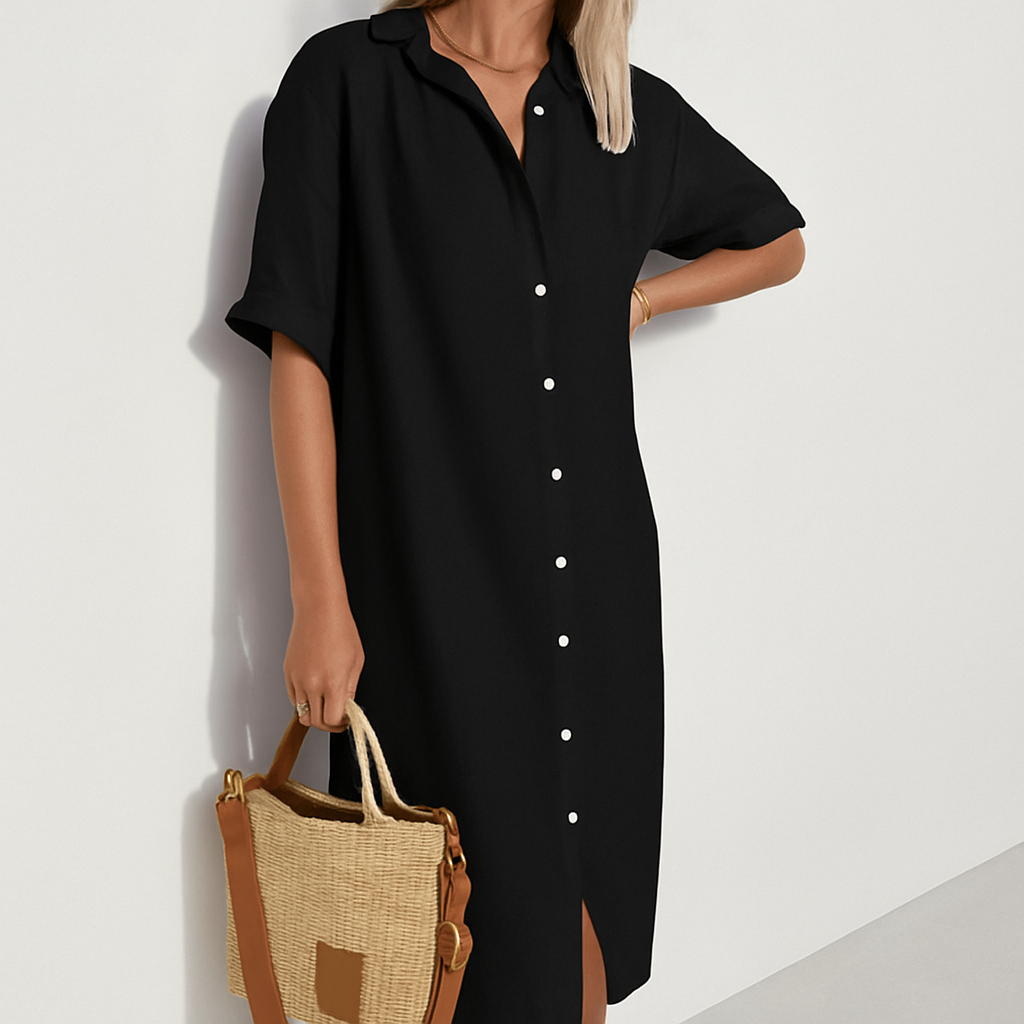 Estelle | Women's Button Down Midi Shirt Dress - White - Image 5