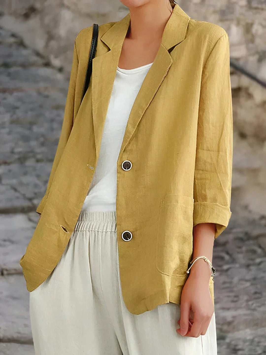 Estelle | Women's Double Breasted Tailored Blazer - Yellow - Image 1