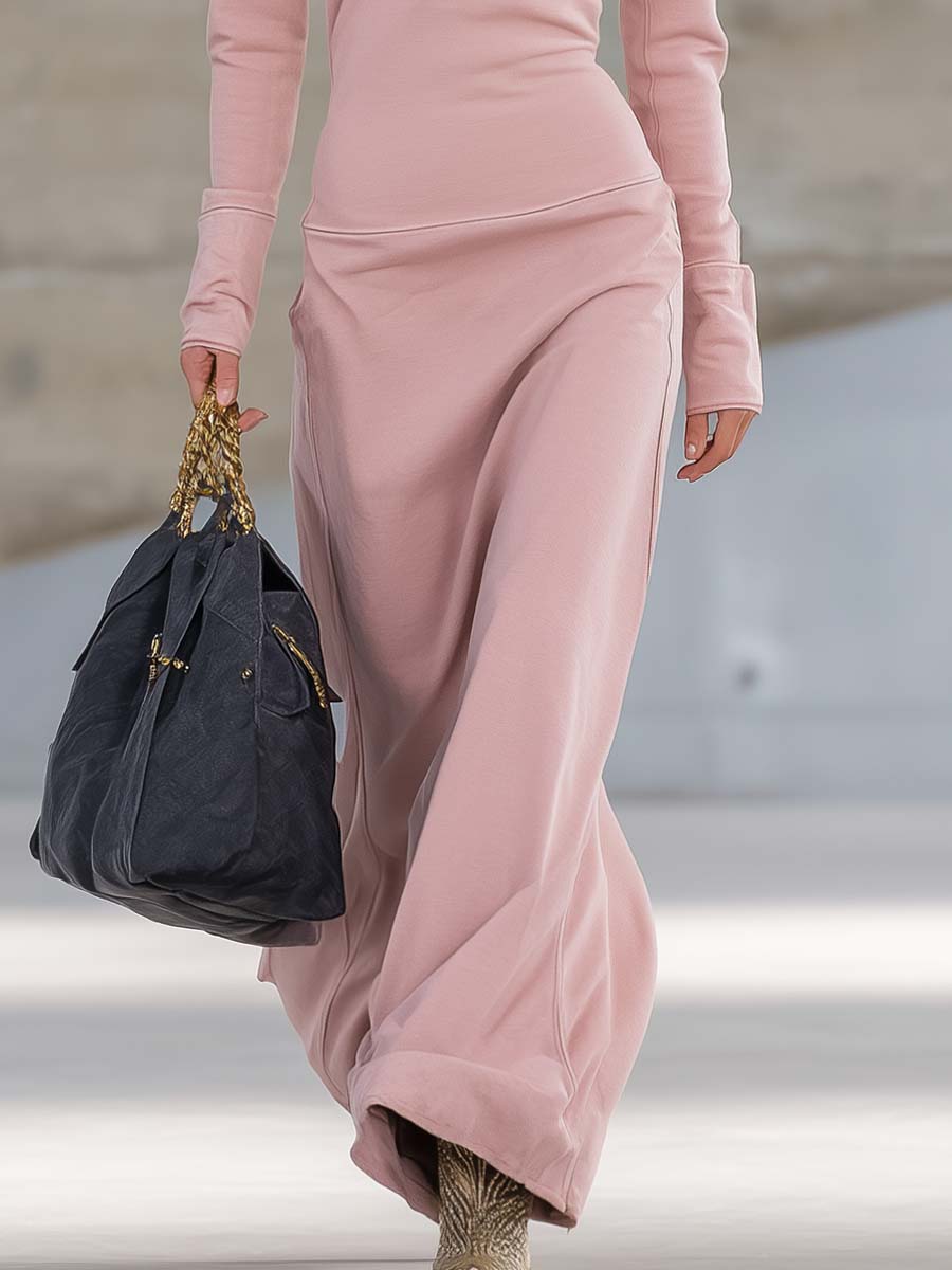 Evangelia | Women's Hooded Zip Front Maxi Dress - Pink - Image 10