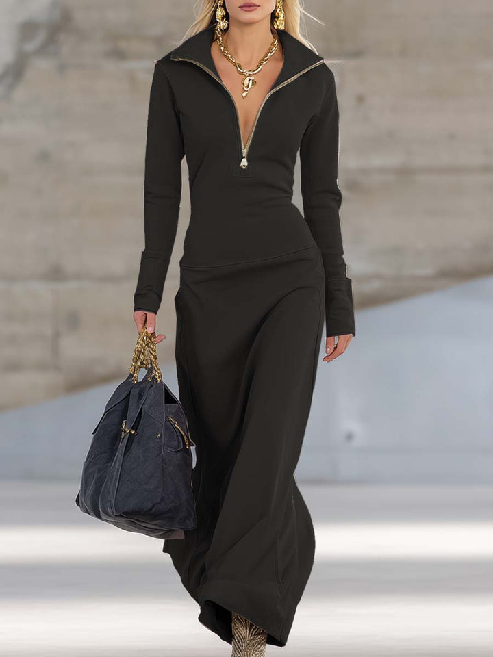 Evangelia | Women's Hooded Zip Front Maxi Dress - Pink - Image 12