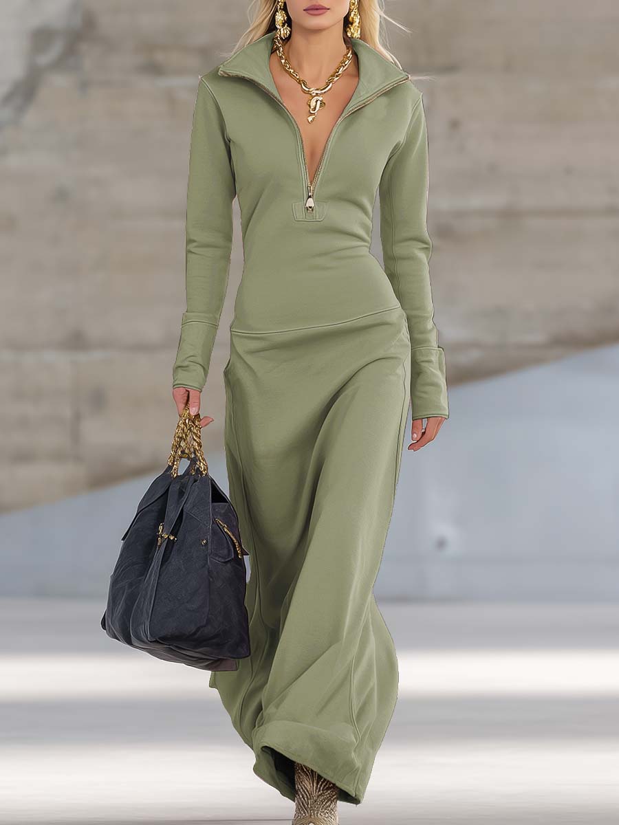 Evangelia | Women's Hooded Zip Front Maxi Dress - Pink - Image 15