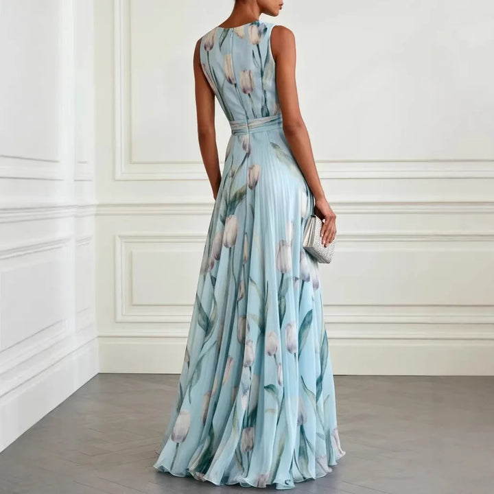 Evelina | Women's V-Neck Floral Maxi Dress - Floral - Image 3