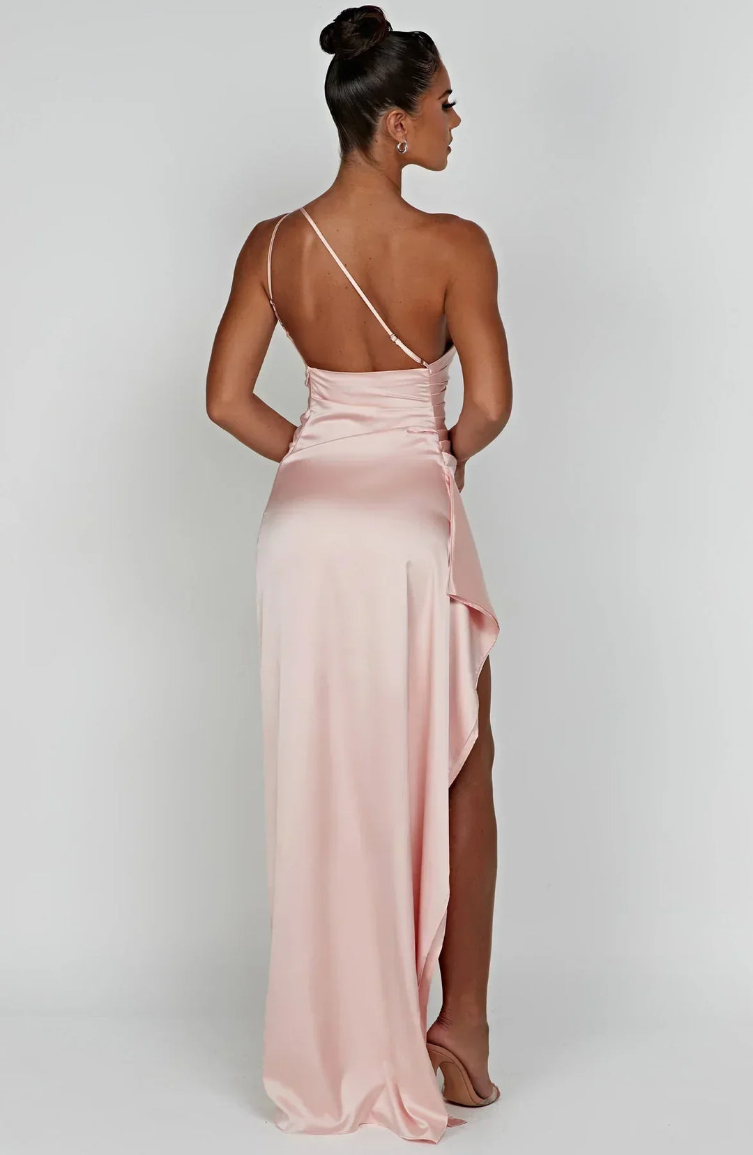 Fallon | Women's One Shoulder Ruched Maxi Dress - Red - Image 13
