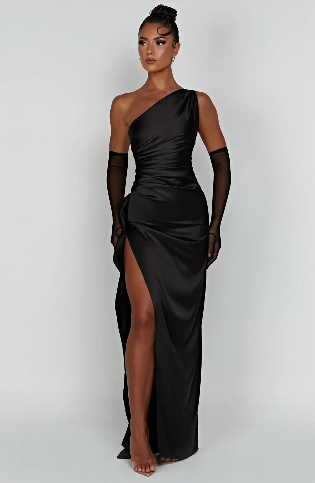 Fallon | Women's One Shoulder Ruched Maxi Dress - Red - Image 26