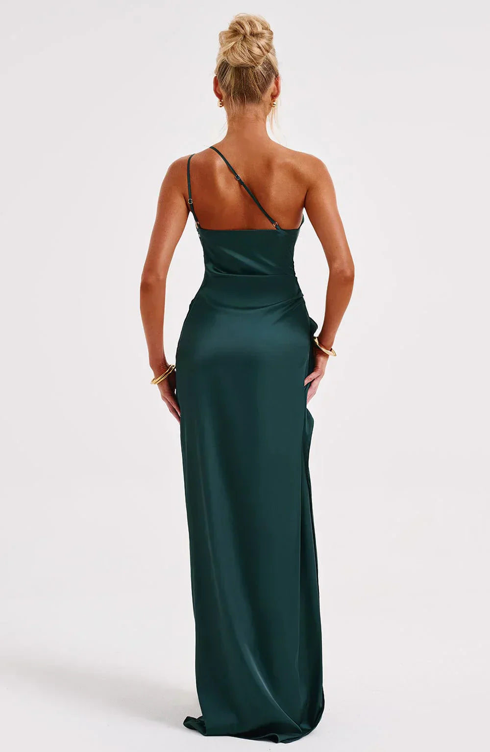 Fallon | Women's One Shoulder Ruched Maxi Dress - Red - Image 57