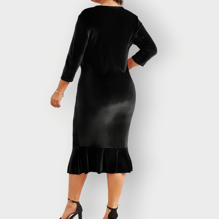 Catherine™ | Luxe Velvet Ruffle Midi Dress