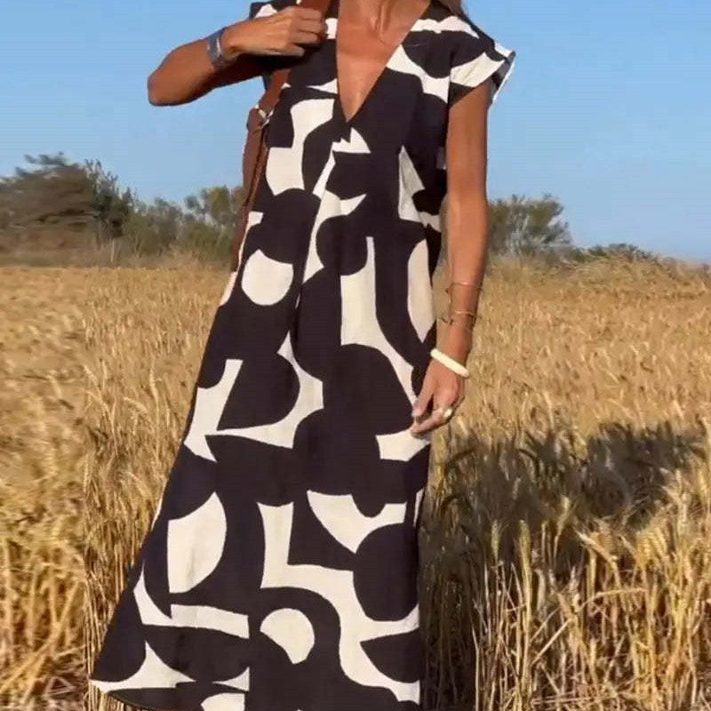 Palmer | Women's Lace Flowy Abstract Print Maxi Dress