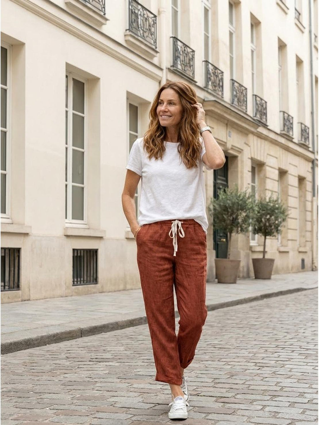 Felicity | Women's Drawstring Casual Pants - Beige - Image 11
