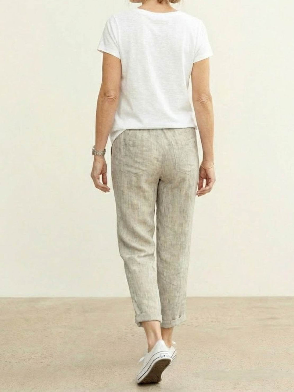Felicity | Women's Drawstring Casual Pants - Beige - Image 2