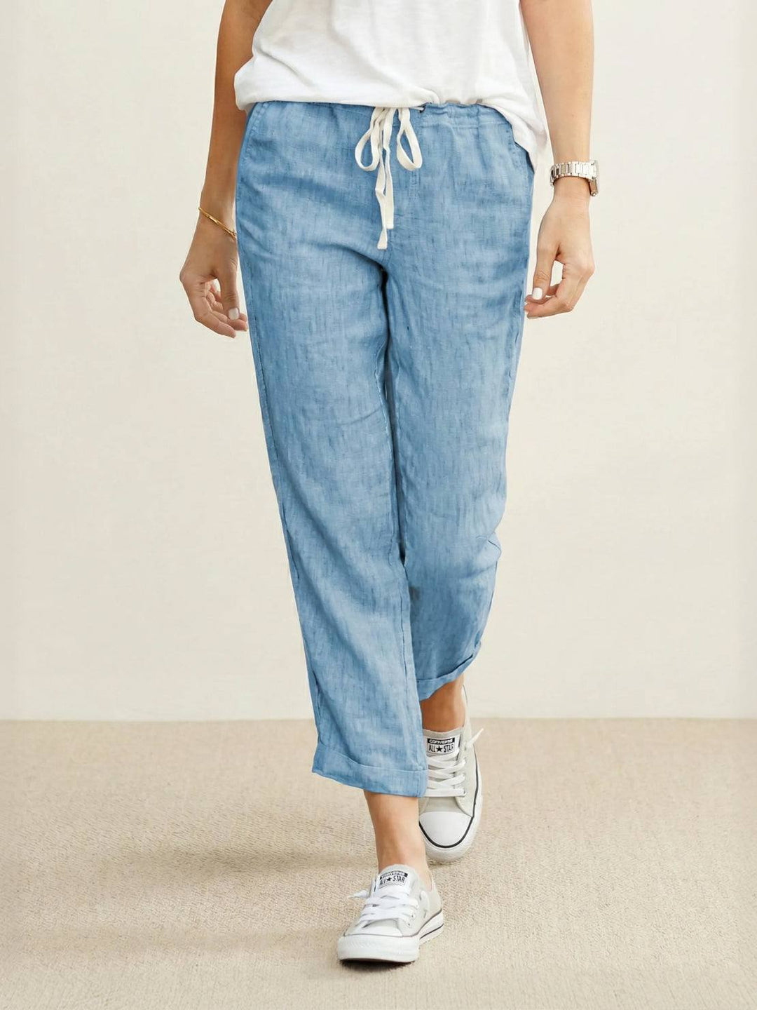 Felicity | Women's Drawstring Casual Pants - Beige - Image 22