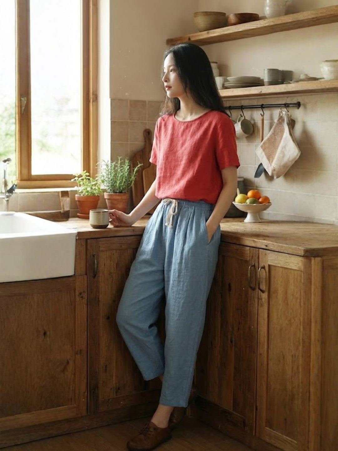 Felicity | Women's Drawstring Casual Pants - Beige - Image 25