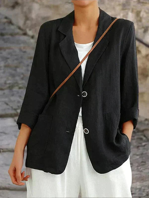 Felicity | Women's Relaxed Two Button Blazer - Black - Image 1