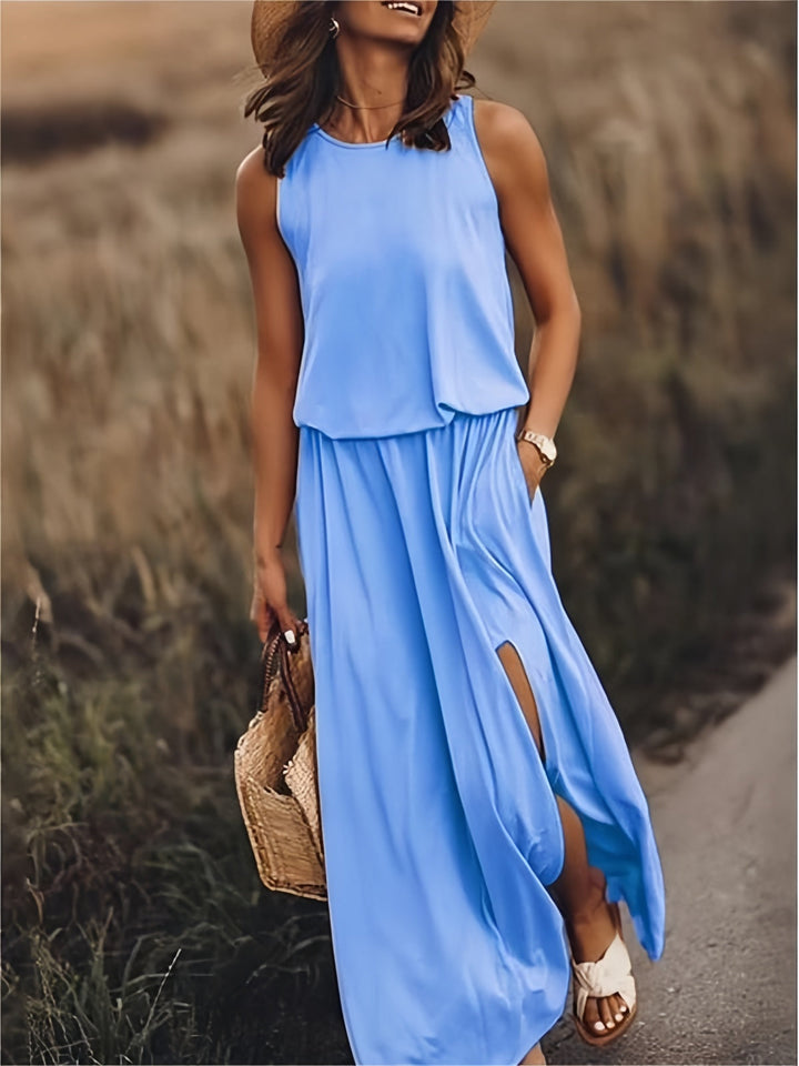 Fiona | Women's Sleeveless Blouson Maxi Dress - Yellow - Image 2