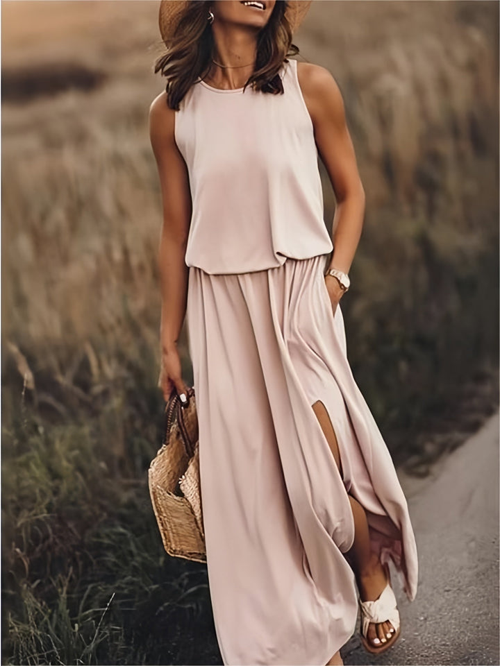 Fiona | Women's Sleeveless Blouson Maxi Dress - Yellow - Image 3