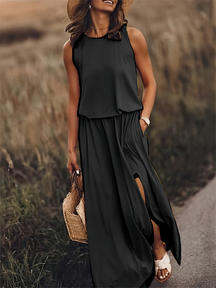Fiona | Women's Sleeveless Blouson Maxi Dress - Yellow - Image 4