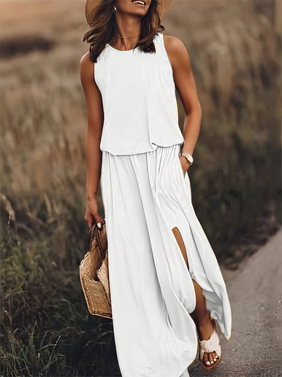 Fiona | Women's Sleeveless Blouson Maxi Dress - Yellow - Image 5