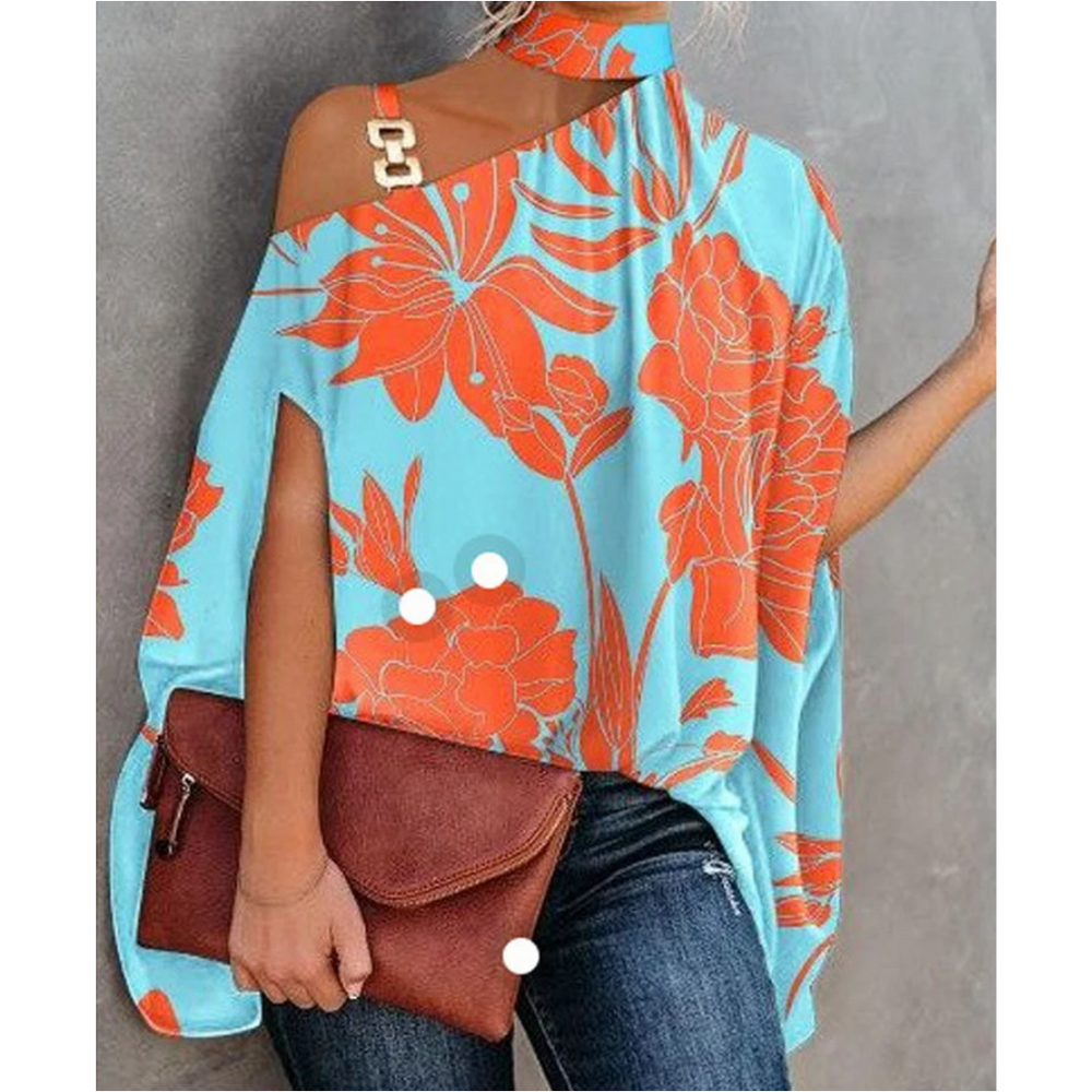 Francesca | Women's Off Shoulder Striped Tunic - Orange - Image 2